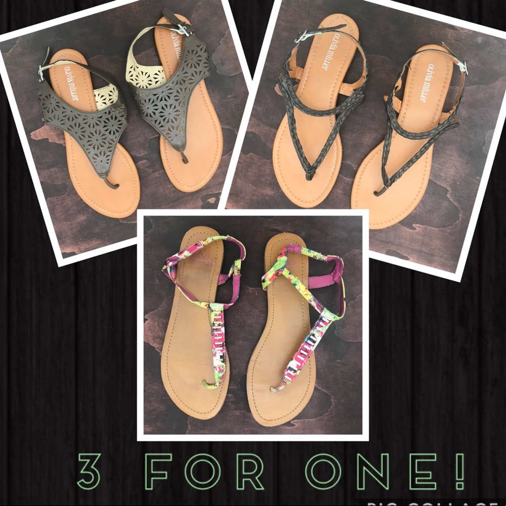 2 Pairs Olivia Miller + 1 Pair Madden Girl Sandals